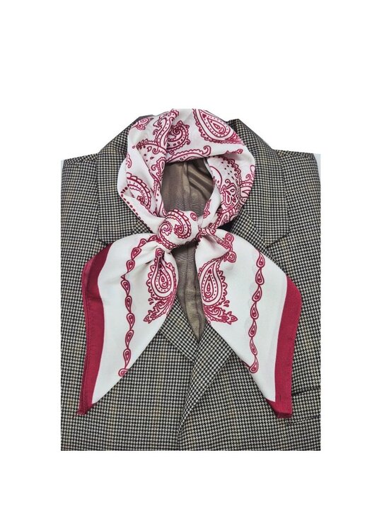 Unbranded Other - ✨Elegant Bandana Square Scarf Silky Satin Luxury WHITE RED Wrap Paisley Floral